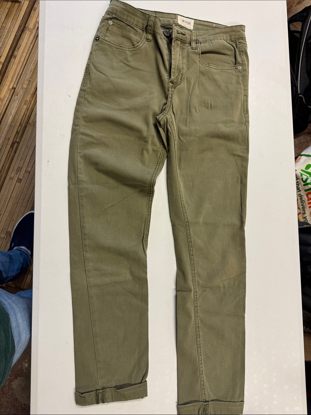 Hudson Olive Green Slim Fit Pants